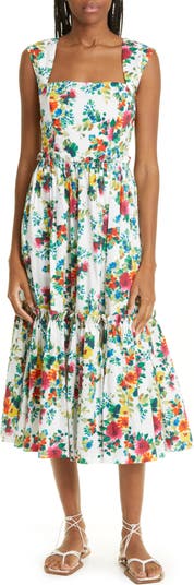 Cara Cara Claire Floral Cotton Poplin Midi Dress | Nordstrom