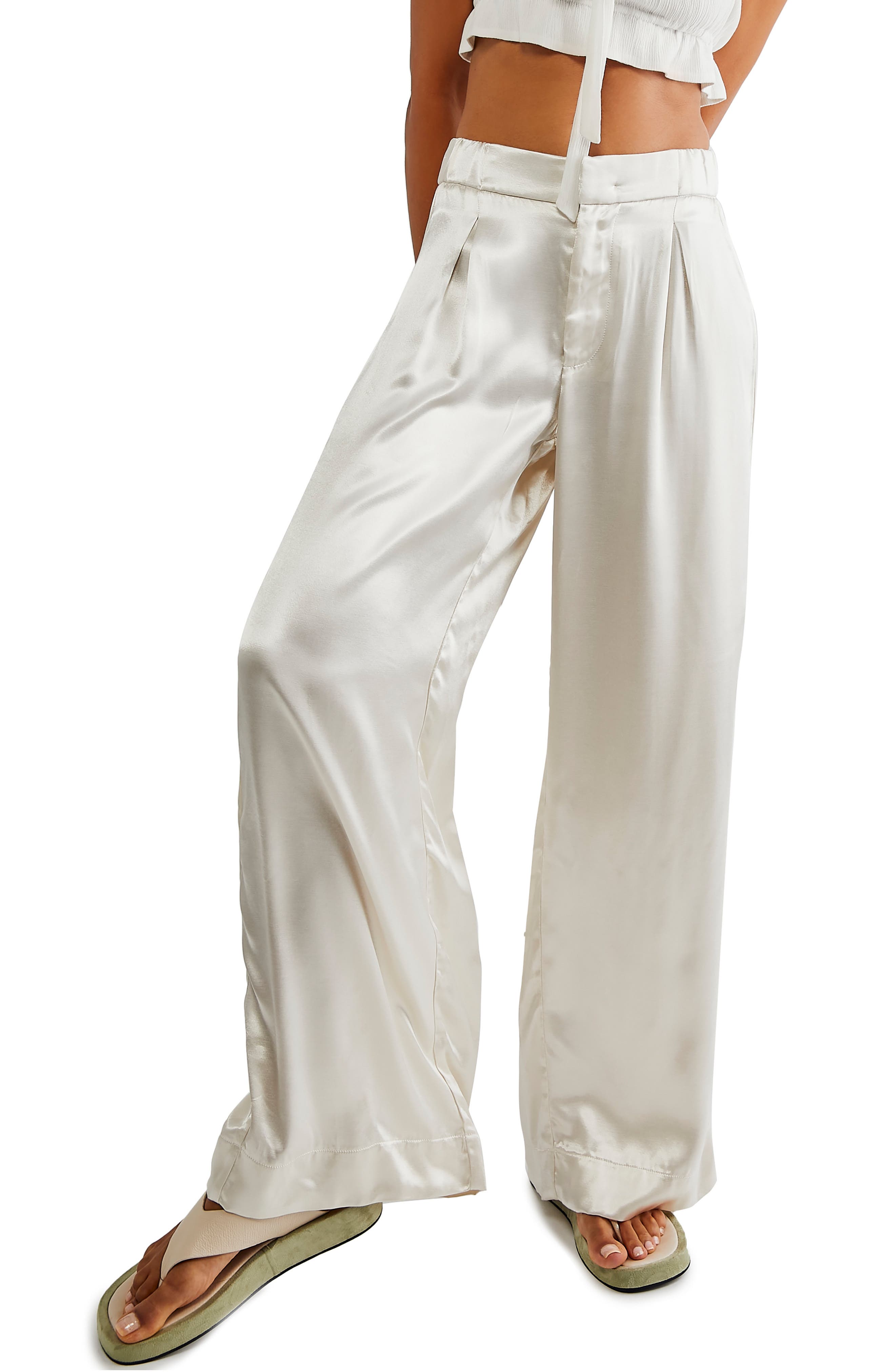 satin track pants womens