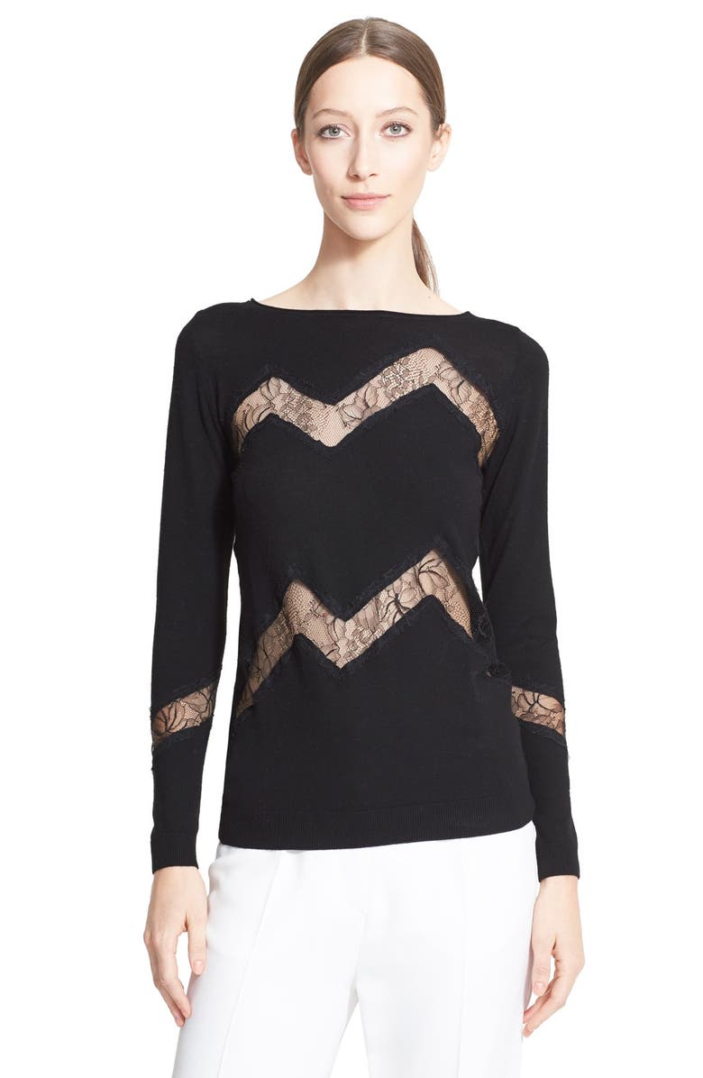 Nina Ricci Lace Inset Sweater | Nordstrom