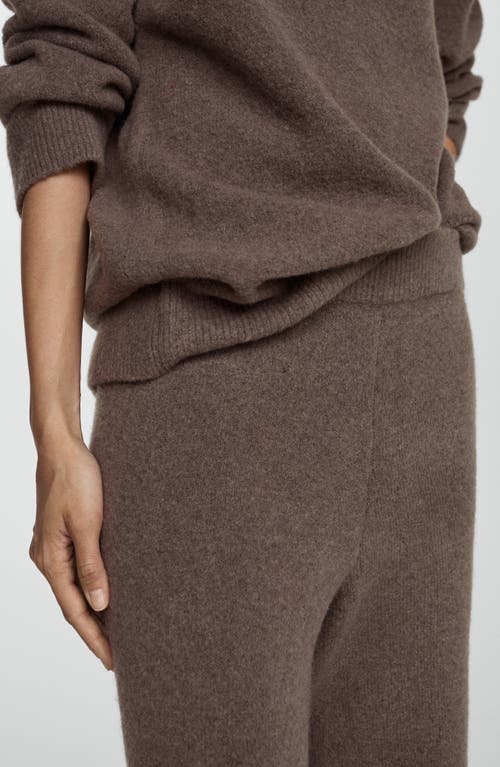 Mango Wide Leg Knit Pants In Brown
