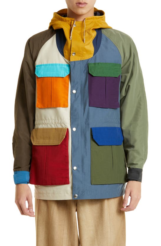 Beams Mountain Colourblock Cotton & Nylon Parka In Blue | ModeSens