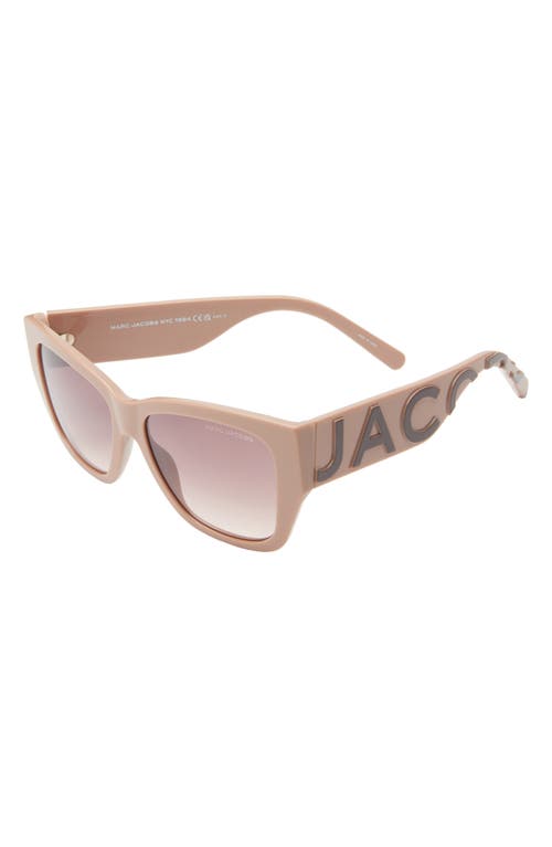 Shop Marc Jacobs 55mm Cat Eye Sunglasses In Beige Brown/brown Gradient