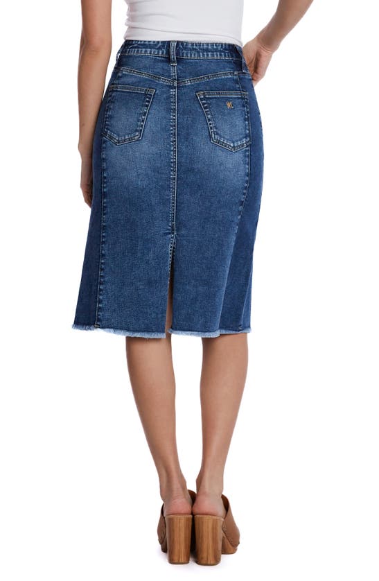 Wash Lab Denim Two-tone Raw Hem Denim Skirt In Polaris Blue Combo