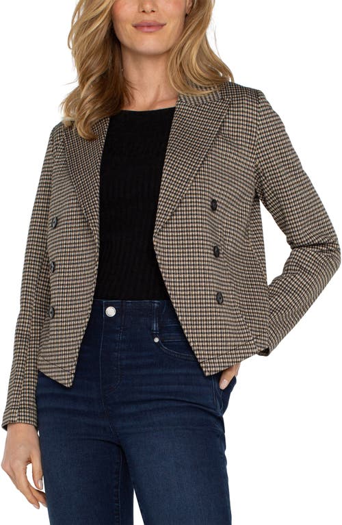 Shop Liverpool Los Angeles Open Front Blazer In Black/tan Checkered