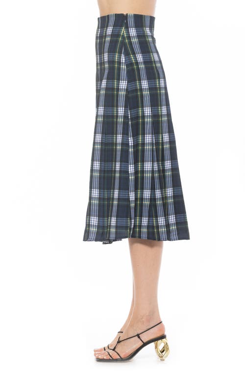Alexia Admor Shilo Pleated Midi Skirt In Blue Plaid