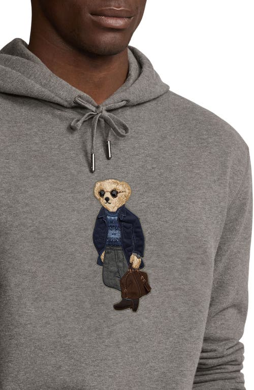 Shop Ralph Lauren Purple Label Polo Bear Appliqué Hoodie In Medium Grey Melange