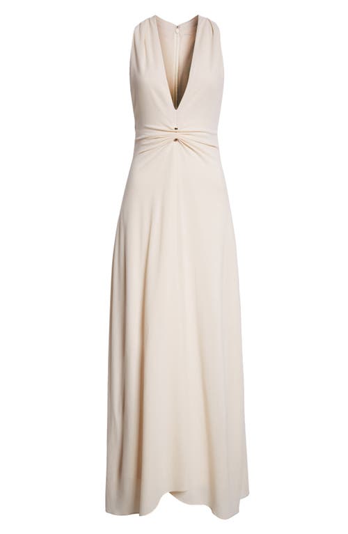 Shop Brandon Maxwell The Banks Plunge Neck Wool Blend Dress In Ivory