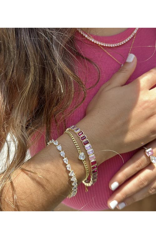 Shymi Fancy Shape Cubic Zirconia Curb Chain Bracelet In Gold/white/heart