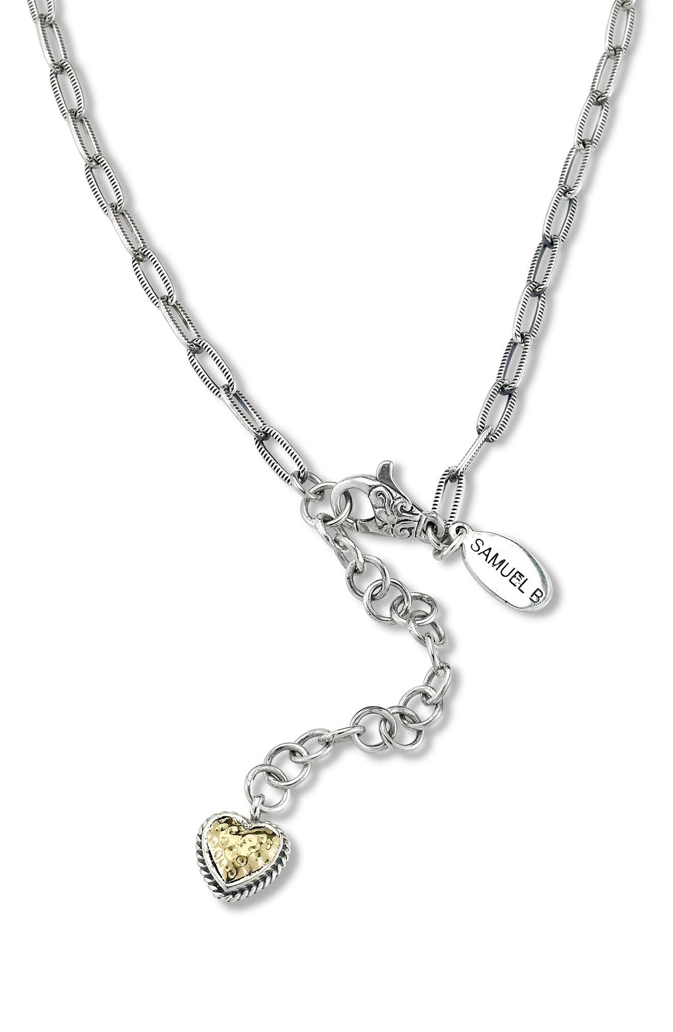 SAMUEL B. Sterling Silver 18k Yellow Gold Paperclip Necklace - 18 ...