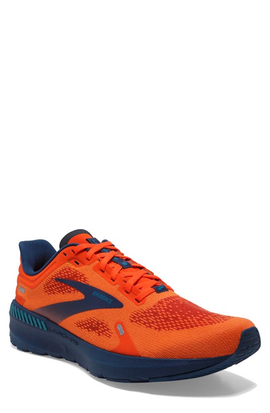 Brooks Launch Gts 9 Running Shoe In Flame/ Titan/ Crystal Teal