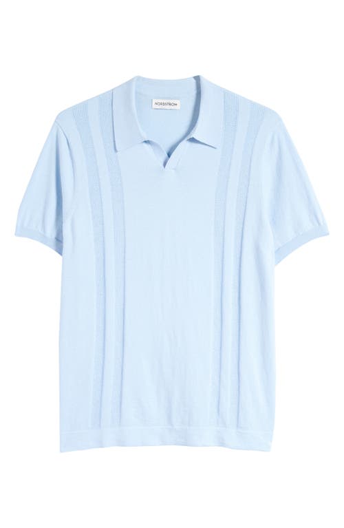 Nordstrom Johnny Collar Cotton & Silk Polo Sweater In Blue Skyway