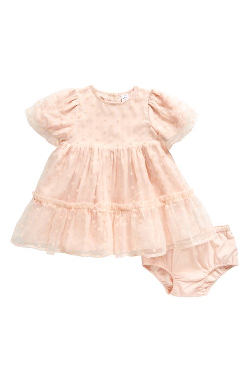 Nordstrom Polka Dot Puff Sleeve Tiered Party Dress & Bloomers Set Pink Chintz Duck at Nordstrom,