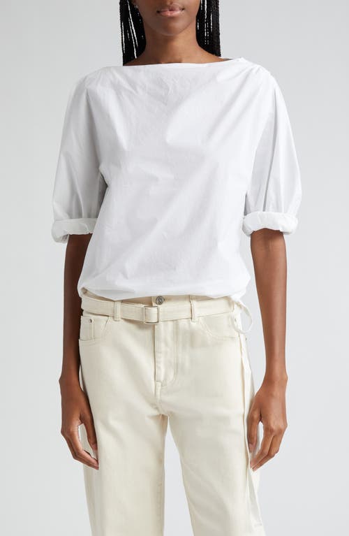 Proenza Schouler Addison Puff Sleeve Cotton Poplin Top White at Nordstrom,