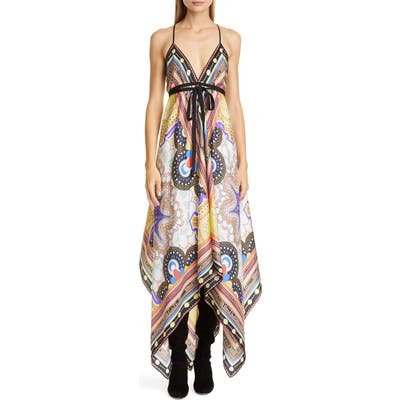 Etro Handkerchief Hem Silk Maxi Dress
