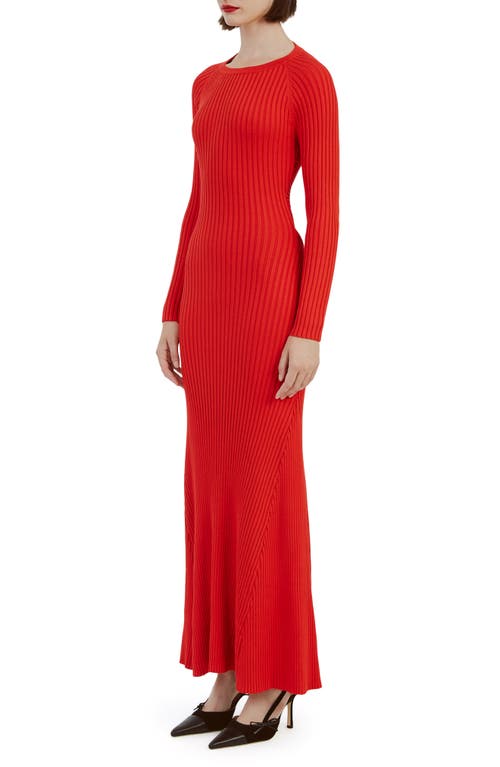 Shop Bardot Amaro Long Sleeve Knit Dress In Fire Red