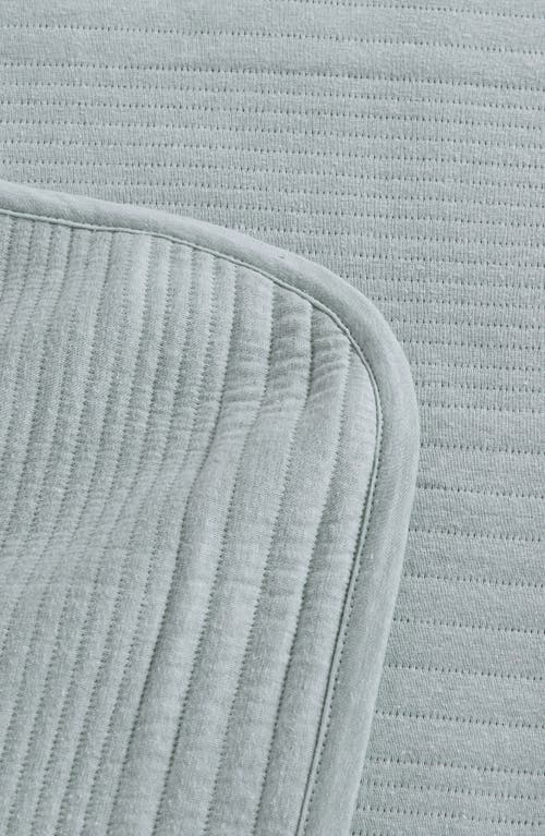 Woven & Weft Channel Stitch 3-piece Jersey Quilt Set In Heathered Seaglass
