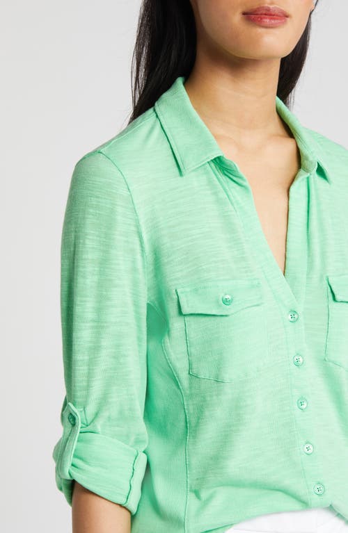 Shop Caslonr Caslon(r) Roll Tab Knit Shirt In Green Celtic