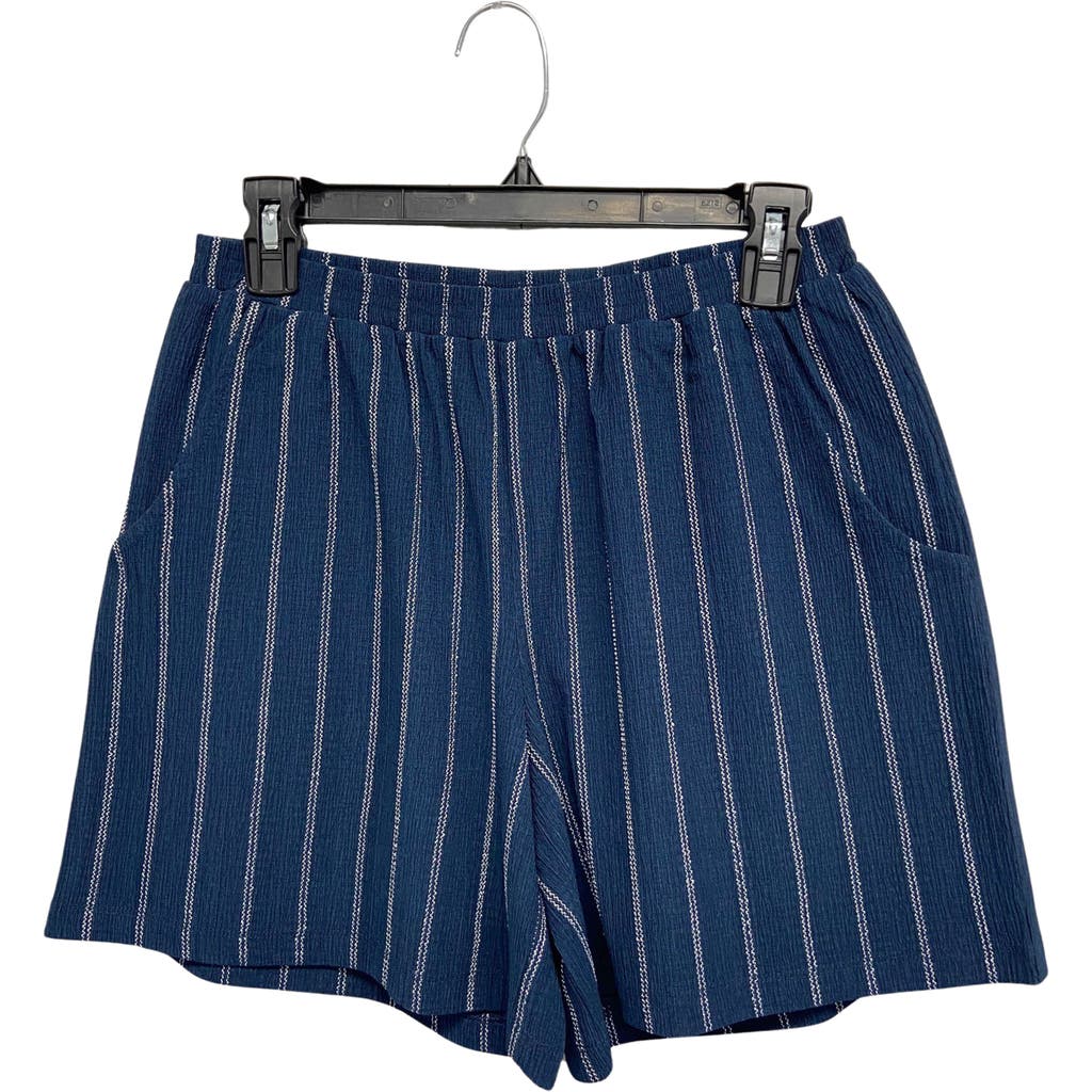 Shop Ruby & Wren Stripe Pull-on Shorts In Patriot Blue/white