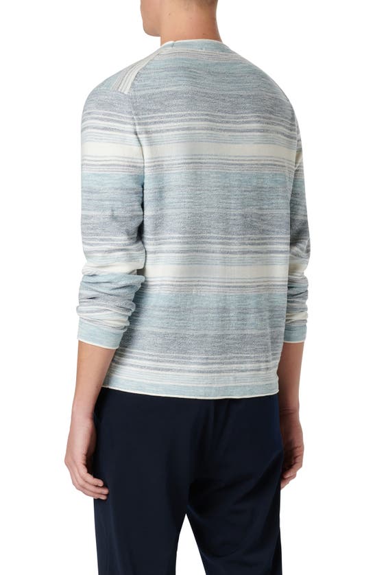 Shop Bugatchi Stripe Crewneck Cotton Sweater In Slate