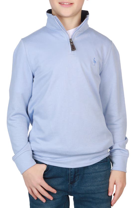 Shop Tailorbyrd Kids' Modal Quarter Zip Pullover Sweater In Sky Blue
