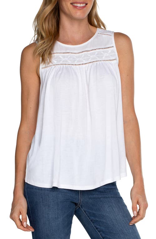 Liverpool Los Angeles Embroidered Sleeveless Top In White W/white Embroidery