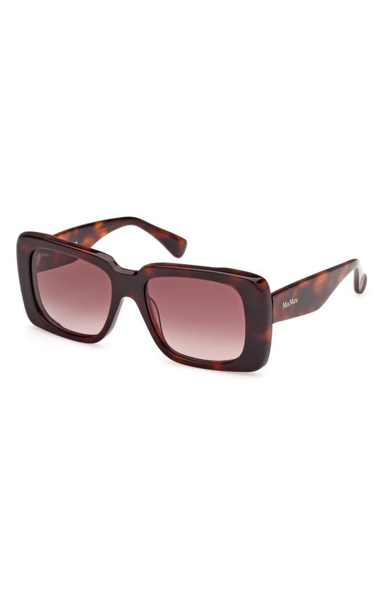 Shop Max Mara 53mm Rectangular Sunglasses In Dark Havana / Brown