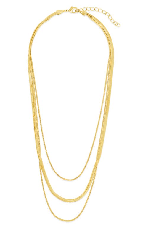 Sterling Forever Everly Herringbone Chain Layered Necklace In Gold