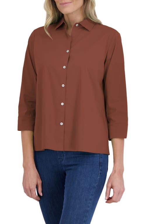 Sanda Cotton Blend Button-Up Shirt in Macchiato