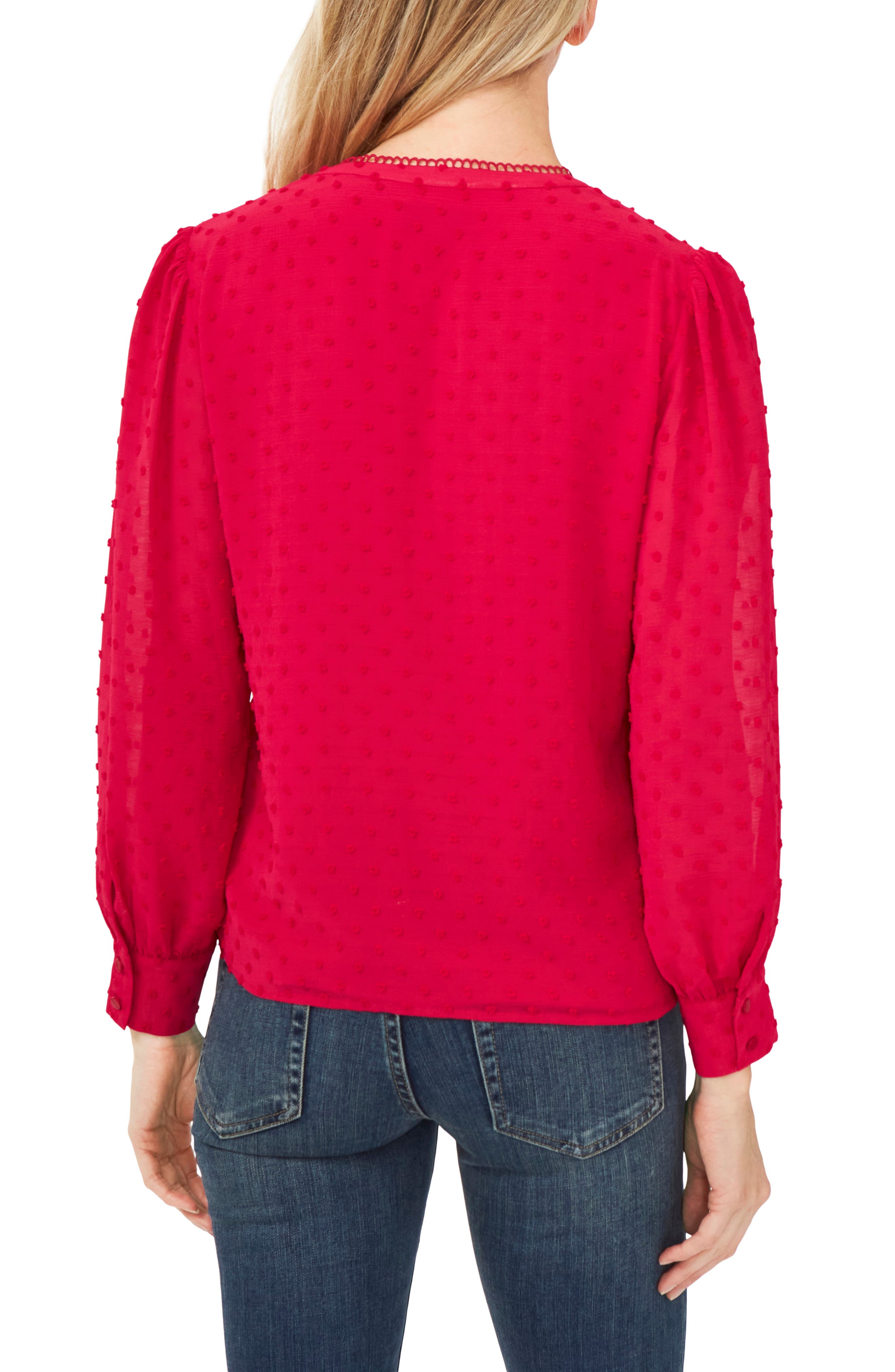 CeCe Clip Dot Long Sleeve Blouse Nordstrom