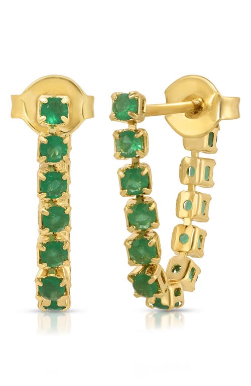 Emmy Cubic Zirconia Front/Back Earrings in Green/Gold