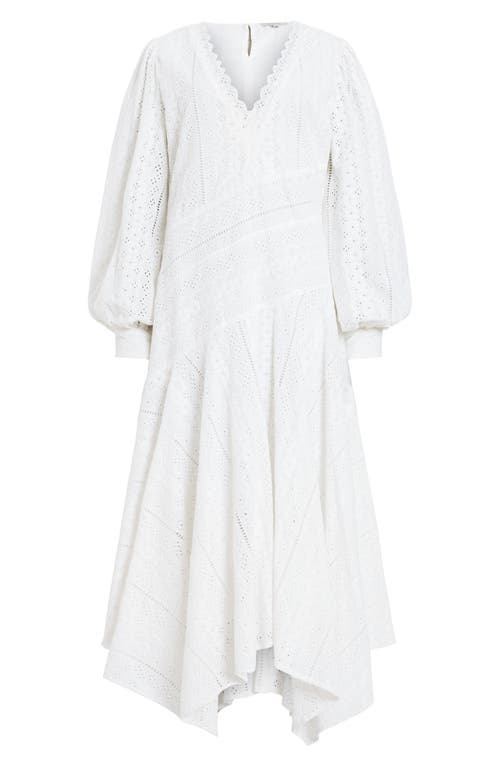 Allsaints Aviana V-neck Broderie Maxi Dress In Off White