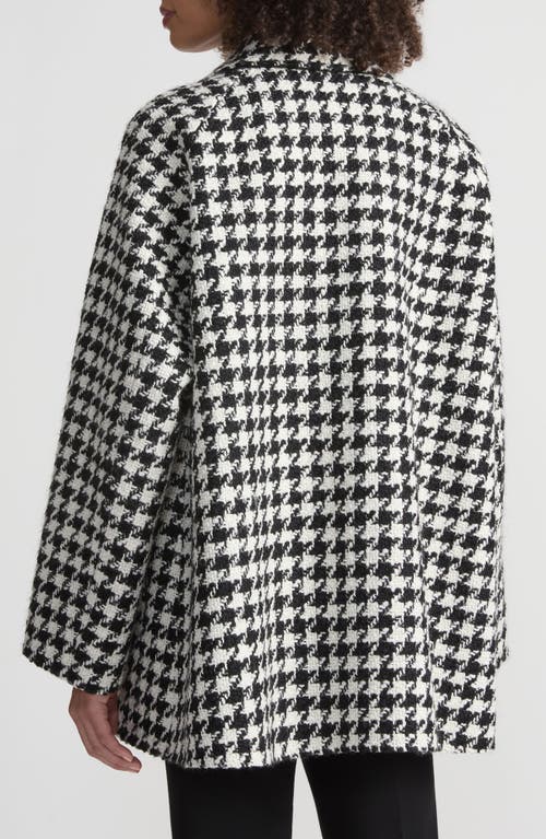 Shop Lafayette 148 New York Houndstooth Check Wool Blend Car Coat In Black Multi