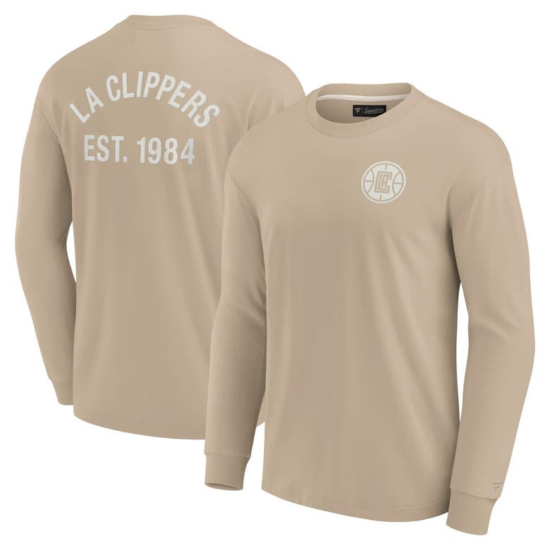 Fanatics Signature Unisex  Khaki La Clippers Elements Super Soft Long Sleeve T-shirt In Brown