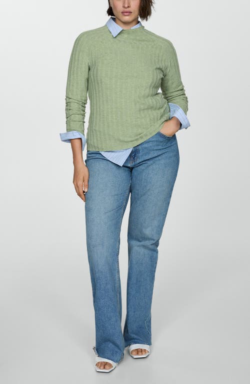 Mango High Collar Ribbed Knit Sweater Pastel Green In Pastel Green