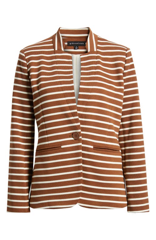 Gibsonlook Stripe Knit Blazer In Saddle/ivory Stripe