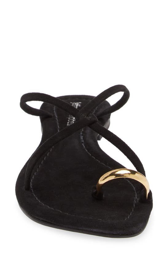 Shop Jeffrey Campbell Pacifico Slide Sandal In Black Suede Gold