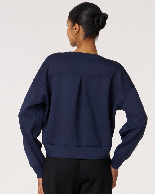 Shop Rebody Active Essential Scuba Crewneck Sweatshirt In Cool Navy