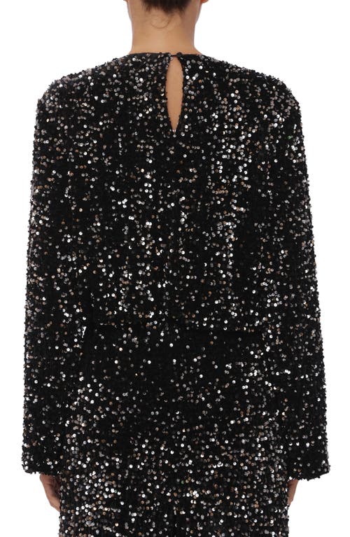 AVEC LES FILLES AVEC LES FILLES SEQUIN LONG SLEEVE CROP BLOUSE