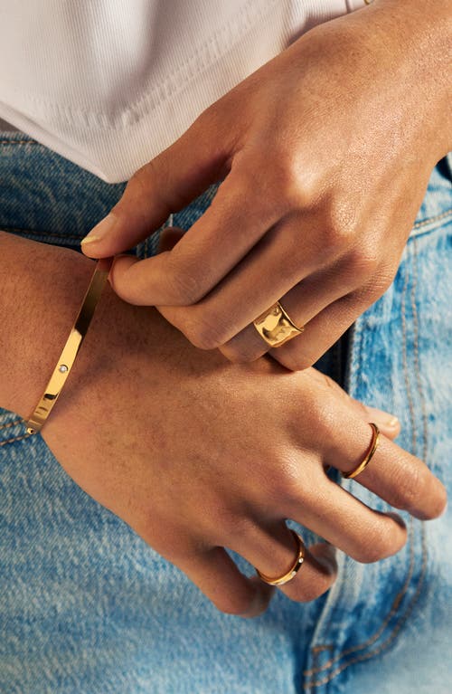 Monica Vinader Essential Lab Grown Diamond Solitaire Hinged Bangle Bracelet In 18k Gold Vermeil
