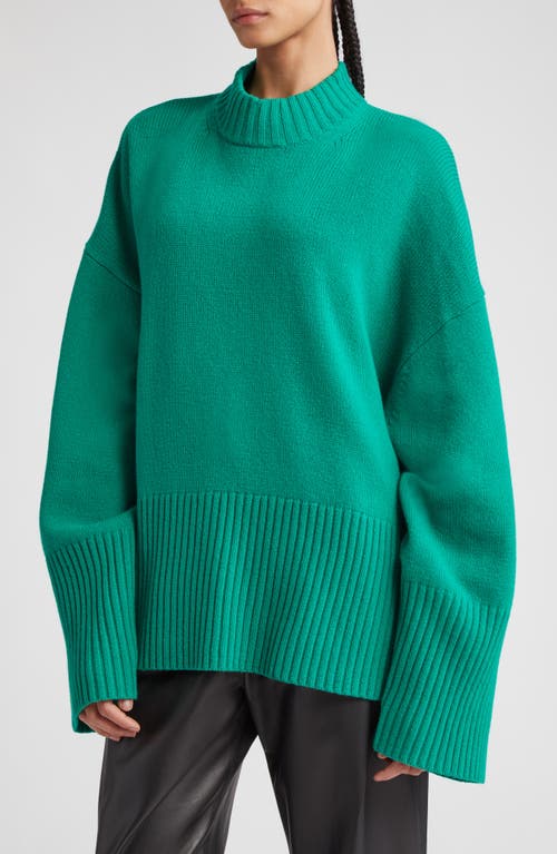 Wool Crewneck Sweater in Intense Sage/Solid