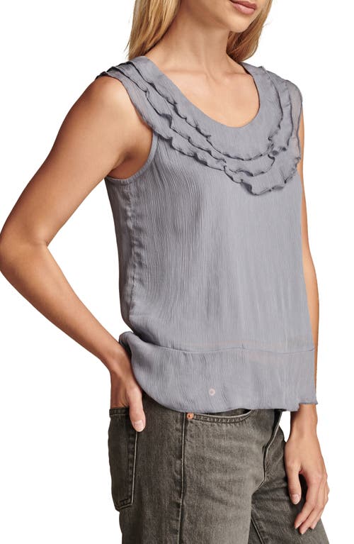 Shop Lucky Brand Triple Ruffle Plissé Tank Top In Aqua Gray