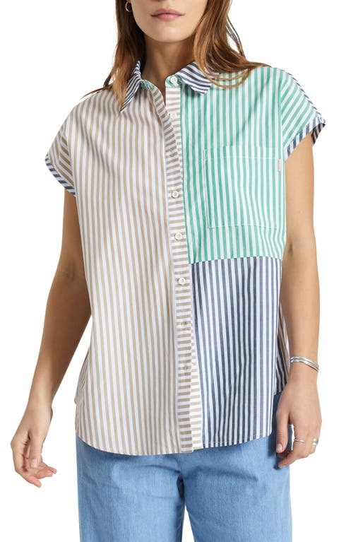 Brixton Sidney Colorblock Stripe Button-Up Organic Cotton Shirt in Multi