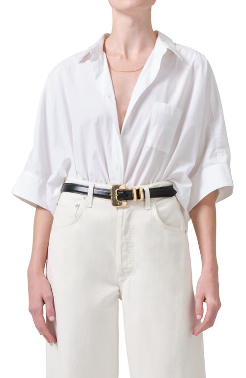 Citizens of Humanity Claire Origami Three Quarter Sleeve Cotton Button-Up Shirt Optic White at Nordstrom,