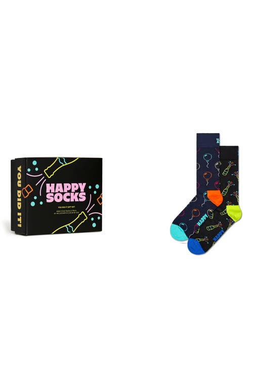 Happy Socks You Did It Assorted 2-Pack Crew Socks in Black at Nordstrom