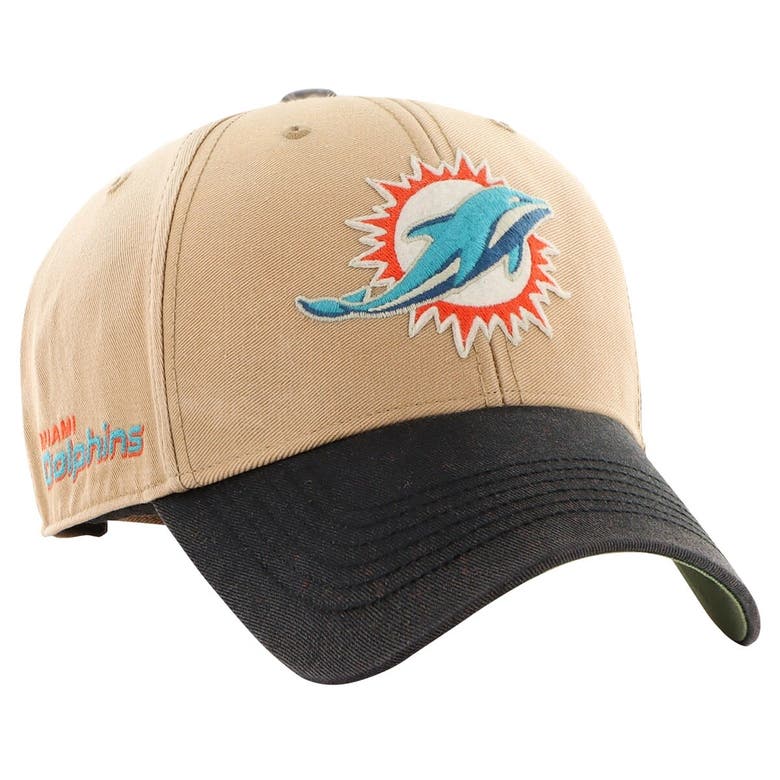 47 ' Khaki/black Miami Dolphins Dusted Sedgwick Mvp Adjustable Hat In Neutral