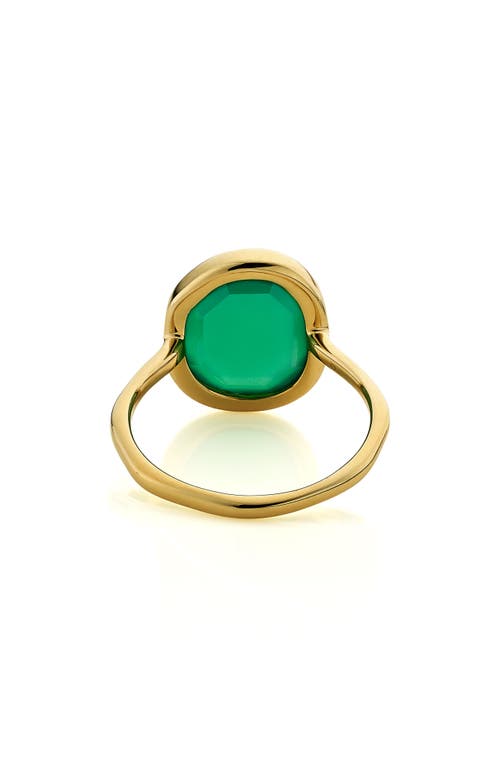 Monica Vinader 18ct Gold Plated Vermeil Silver Siren Medium Green Onyx Stacking Ring In Green Onyx/yellow Gold