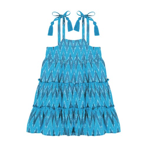 Shop Mer St. Barth Bella Shoulder Tie Sundress In Turquoise Ikat