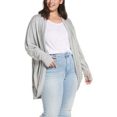 Plus Size Caslon Off Duty Knit Cardigan, Grey