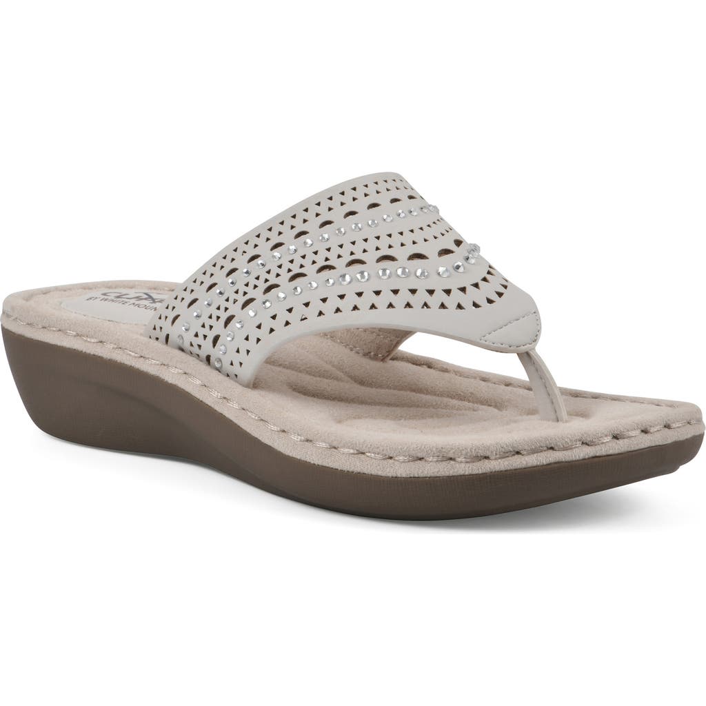 Cliffs By White Mountain Compact Womens Faux Leather Perforated Slide Sandals In White/nubuck