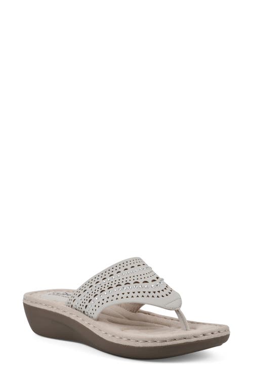 Cliffs By White Mountain Compact Womens Faux Leather Perforated Slide Sandals In White/nubuck